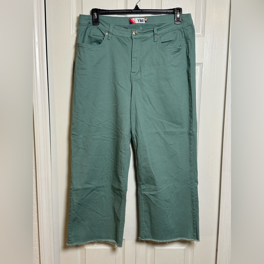 YMI Green Frayed Cropped Jeans